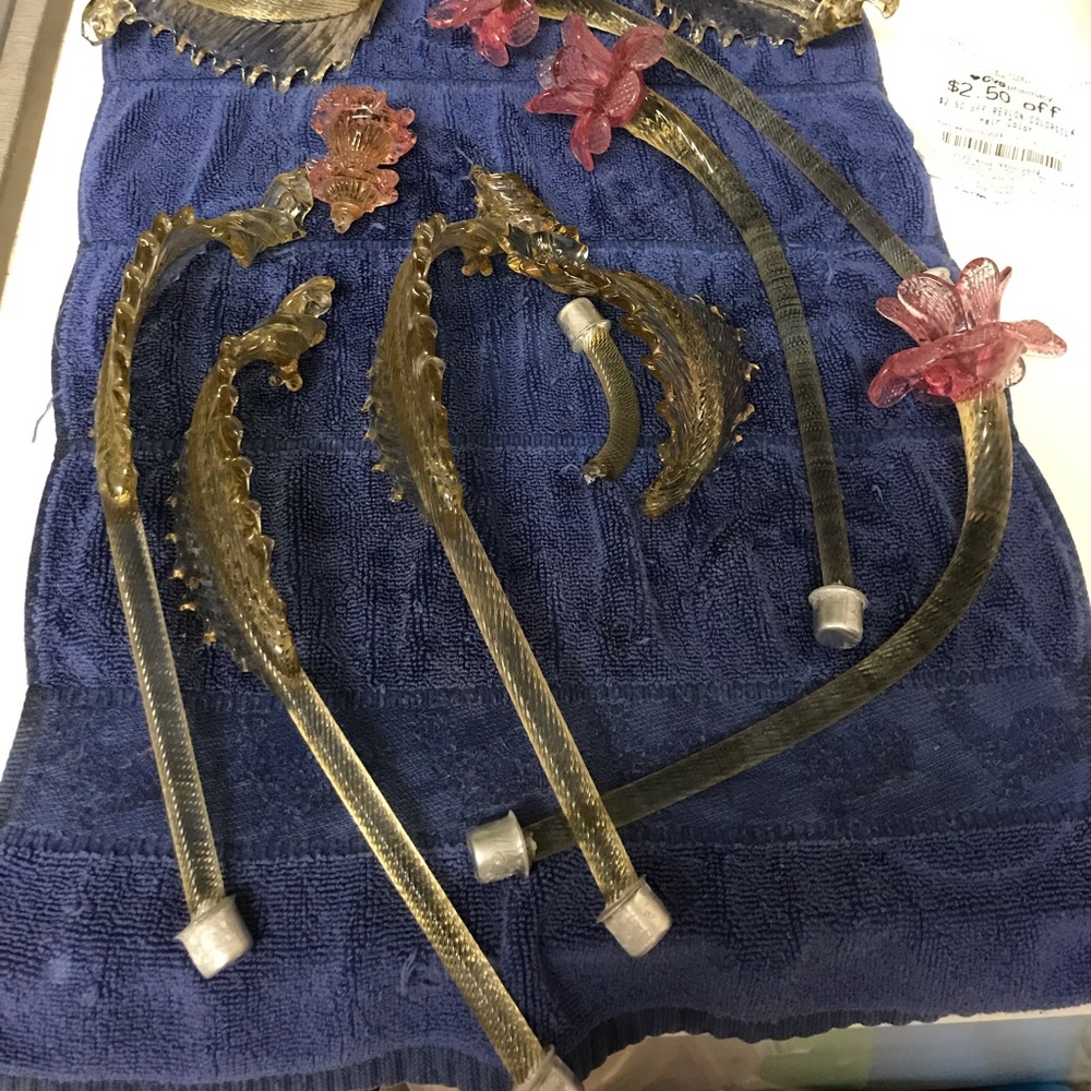 Original Marano pink chandelier with flowers